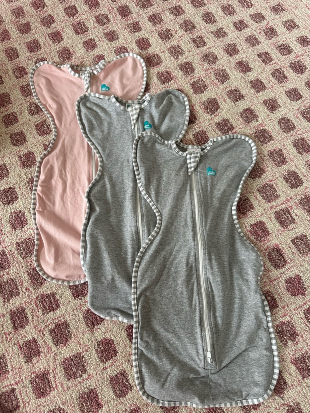 Love to Dream Gray & Pink Swaddle Up Stretch Cotton Sack